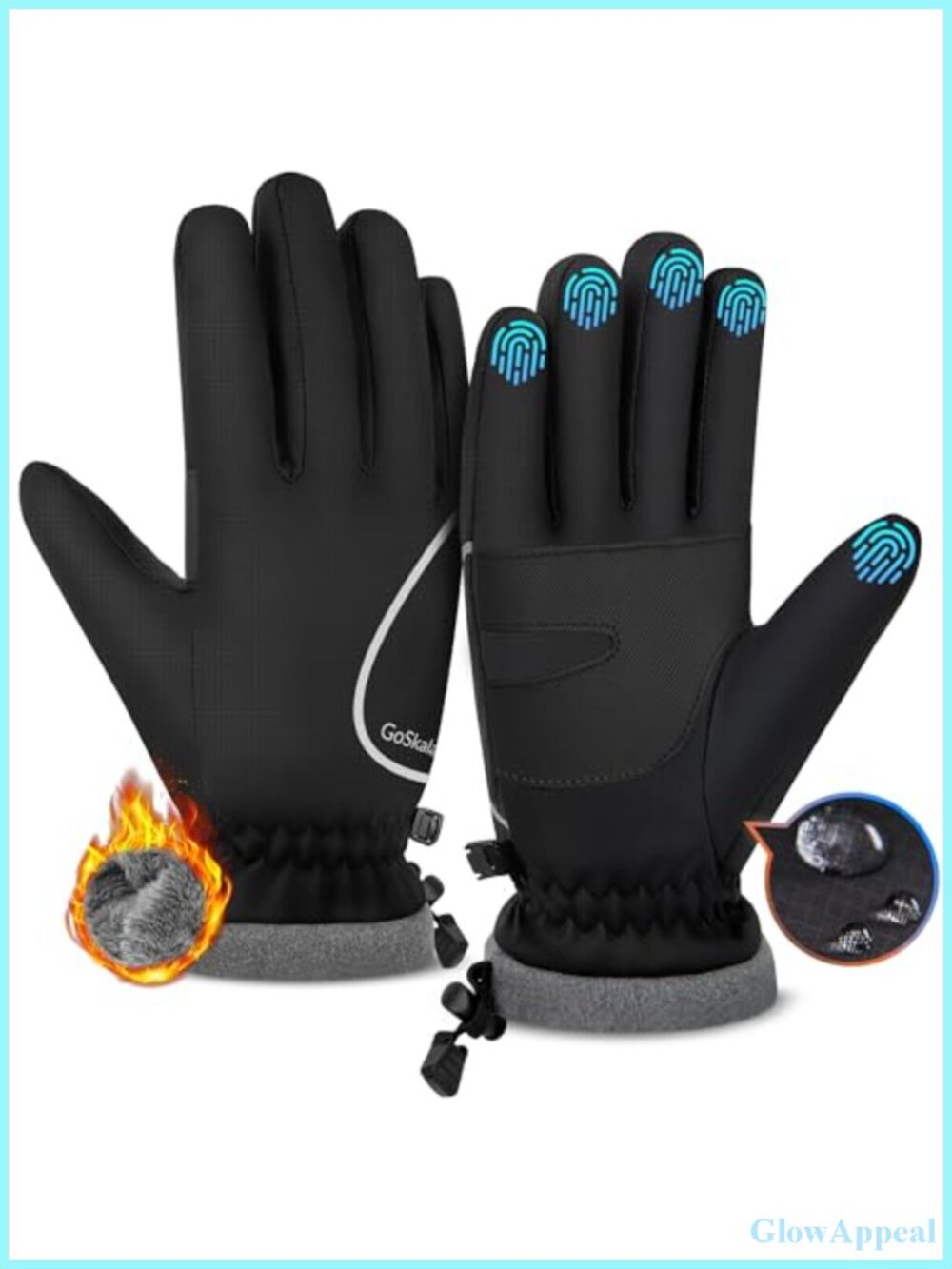 Winter Gloves for Women Men, Waterproof Windproof Touch Screen, Fleece Lined
